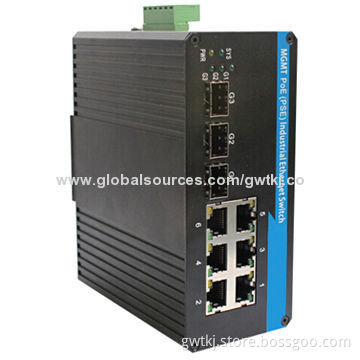 Gigabit PoE Managed Industrial Ethernet Switch, 3x1G SFP optical ports, Web, CLI and SNMP management